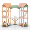 Multi-Layer Wooden Dollhouse Versatile Kids Playhouse Toy with 7-Room-Colourful