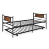 Metal Daybed with Pull-out Trundle Sofa Guest Bed with Wheels-Single Size