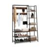 Hall Tree with Storage Bench 5-in-1 Entryway Bench with 9 Hooks-Rustic Brown