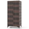 PE Rattan Wardrobe Armoire Closet with Hanging Rod and 4 Storage Cubes for Home Patio Garage-Brown
