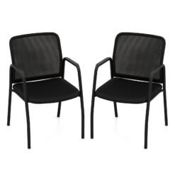 Office Guest Chairs with Ergonomic Mesh Backrest and Cushioned Seat-Black