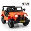 12V Kids Ride on Truck with Remote Control and 3 Speeds for Children-Orange