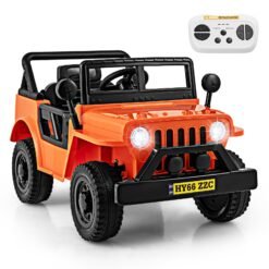12V Kids Ride on Truck with Remote Control and 3 Speeds for Children-Orange