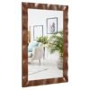 Farmhouse Wall Mirror Rubber Wood Rustic Style Wall Mirror-Brown