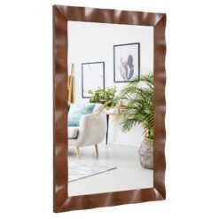 Farmhouse Wall Mirror Rubber Wood Rustic Style Wall Mirror-Brown