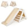 4 in 1 Toddler Wooden Triangle Climber with Ramp and Sliding Board-White