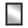 80 x 60 cm Wooden Framed Wall Mirror with Metal Hooks-Black