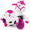 12V Unicorn Ride on Toy with Training Wheels for Kids-Rose Red and White