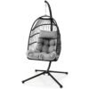 Hanging Swing Egg Chair with Stand Cozy Head Pillow Cushion-Grey
