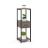3 Tier Tall Metal Plant Stand with Drawer Anti-tipping Devices-Grey