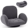 Swivel Floor Chair with Adjustable Backrest and Armrests-Grey
