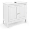 Under Freestanding Bathroom Vanity Sink Cabinet with 2 Doors-White
