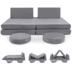 Toddler Creative Imaginative Furniture Play Set for Playroom Bedroom Living Room-Grey
