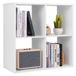 4-Cube Bookcase Home 2-tier Bookshelf with Anti-toppling Kit-White