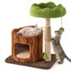 Multifunctional Cat Tree Modern Cat Tower with Sisal Covered Scratching Posts-Brown