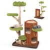 Multi-level Cat Tree Tree Hole Designed Cat Tower with Double Decker Cat House-Brown
