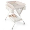 Diaper Changing Station with 3 Position Adjustable Level and 4 Universal Wheels-Natural