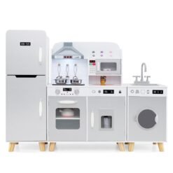 Kids Kitchen Playset with Refrigerator and Washing Machine-Grey