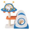 4-Level Cute Cat Tree Tower with UFO-Shaped Top Perch-Blue