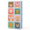 8-Cube Portable Kids Wardrobe with Hanging Section-Blue