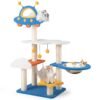 124cm Tall Cat Tree with UFO Top Perch and Space Capsule-Blue