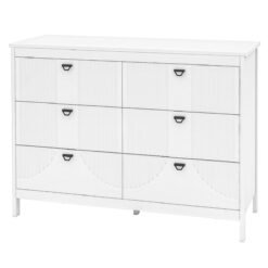 6-Drawer Wooden Chest of Drawers with Handles-white
