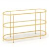 3-Tier TV Stand with Tempered Glass Shelves for TVs-Golden