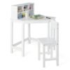 Kids Corner Desk and Chair Set with Chair and Hutch-White