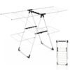 Foldable 2-level Laundry Drying Rack with Adjustable Wings and Clips