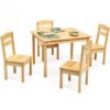 Kids Table and 4 Chairs Set for Toddlers Dining, Drawing, Reading-Natural