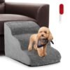 3 Tier Foam Dog Ramp with Gentle Slope Surface-Grey