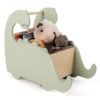 2 in 1 Wooden Baby Push Walker Toddler Shopping Cart with Pine Wood Handle-Green
