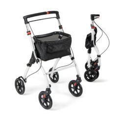 Rollator Walkers Lightweight Foldable Rolling Walker with Tray for Seniors-White