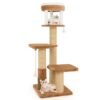 166 cm Tall Cat Tree with Self-groomer and Removable Cat Bed-Coffee