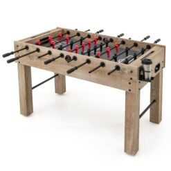 137 cm Full Size Foosball Table with 2 Balls and 2 Foldable Cup Holders-Natural