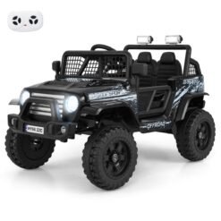 12V Kids Ride on Truck Car with Remote Control and LED Lights-Black