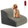 2-Tier Dog Ramp Pet Stairs with Washable Cover and High-Density Foam-Grey