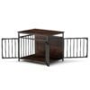 Dog Crate with Three Doors with Hollow Top for Small and Medium Dogs-Rustic Brown