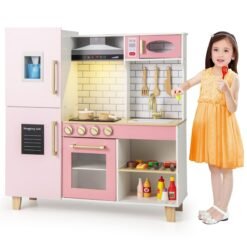 Kitchen Playset for Kids with Realistic Lights and Sounds-Pink