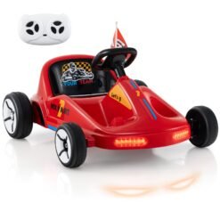 12V Kids Electric Go Kart with Remote and 3 Speeds and Lights-Red