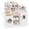 Wooden Kitchen Playset with Clock and Microwave-White