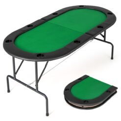 Folding Cardboard Game Table with 8 Cup Holders and Comfy Armrests-Green