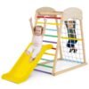 4-in-1 Jungle Gym Wooden Indoor Toddler Playground with Slide-Colourful