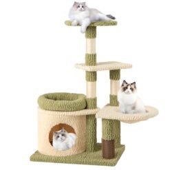 97 cm Multi-Level Tall Cat Tree with Condo and Bed-Green