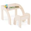 Wooded Toddler Kids Desk and Chair Set with Proper Height-White
