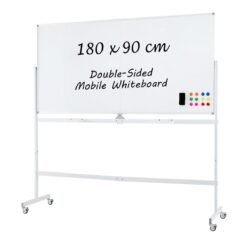 Rolling Whiteboard on Wheels with Stand and Aluminum Alloy Frame-White