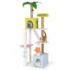 180 cm Tall Cat Tree Multi-Level Aesthetic Beach-Themed Cat Tower-Multicolor