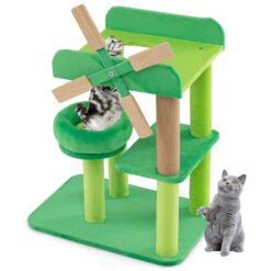 4-Layer Windmill Cat Tree with Scratching Post and Top Perch