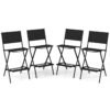 Folding Outdoor Bar Chair Set of 4 with Metal Frame and Footrest-Black
