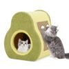 Avocado-shaped Cat Hous with Jute Scratching Board and Mountain-Shaped Top-Green